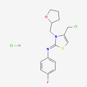 (2Z)-4-(chloromethyl)-N-(4-fluorophenyl)-3-(oxolan-2-ylmethyl)-2,3-dihydro-1,3-thiazol-2-imine hydrochloride