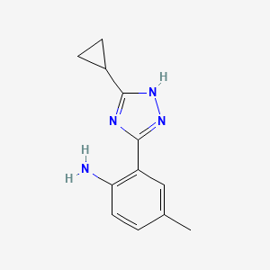 molecular formula C12H14N4 B1521188 2-(3-cyclopropyl-1H-1,2,4-triazol-5-yl)-4-methylaniline CAS No. 1193388-42-9