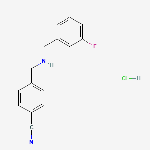 molecular formula C15H14ClFN2 B1521189 4-({[(3-Fluorophenyl)methyl]amino}methyl)benzonitrile hydrochloride CAS No. 1181458-00-3