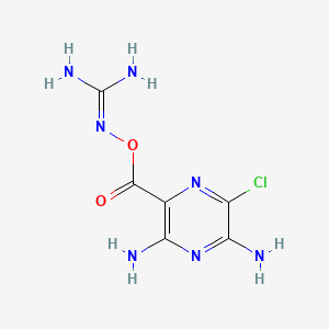 molecular formula C6H8ClN7O2 B15211896 Guanidine, (((3,5-diamino-6-chloropyrazinyl)carbonyl)oxy)- CAS No. 70311-45-4