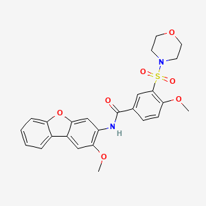 molecular formula C25H24N2O7S B15211928 Benzamide, 4-methoxy-N-(2-methoxy-3-dibenzofuranyl)-3-(4-morpholinylsulfonyl)- CAS No. 587836-98-4