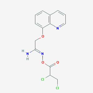 molecular formula C14H13Cl2N3O3 B15211935 N-((2,3-Dichloropropanoyl)oxy)-2-(quinolin-8-yloxy)acetimidamide 
