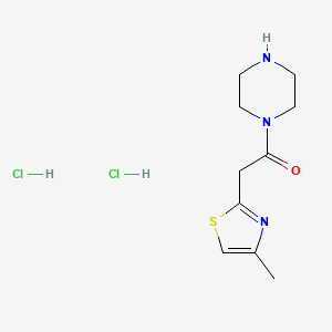 molecular formula C10H17Cl2N3OS B1521195 2-(4-Methyl-1,3-thiazol-2-yl)-1-(piperazin-1-yl)ethan-1-one dihydrochloride CAS No. 1193387-83-5