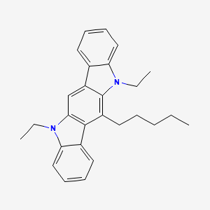 molecular formula C27H30N2 B15211956 5,11-Diethyl-6-pentyl-5,11-dihydroindolo[3,2-b]carbazole CAS No. 910112-00-4