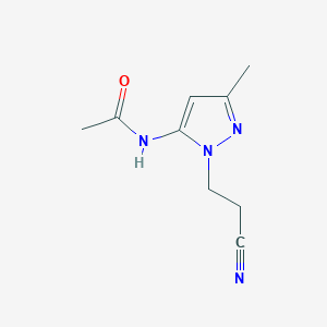 molecular formula C9H12N4O B1521198 N-[1-(2-cyanoethyl)-3-methyl-1H-pyrazol-5-yl]acetamide CAS No. 1181457-80-6