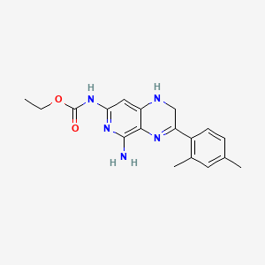 molecular formula C18H21N5O2 B15212055 Ethyl (5-amino-3-(2,4-dimethylphenyl)-1,2-dihydropyrido(3,4-b)pyrazin-7-yl)carbamate CAS No. 82585-93-1