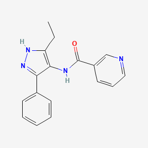 molecular formula C17H16N4O B15212097 N-(5-ethyl-3-phenyl-1H-pyrazol-4-yl)pyridine-3-carboxamide CAS No. 824969-02-0