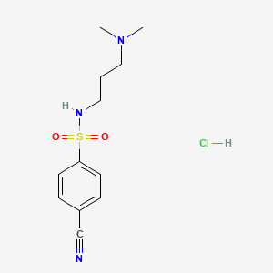 molecular formula C12H18ClN3O2S B1521211 4-cyano-N-[3-(dimethylamino)propyl]benzene-1-sulfonamide hydrochloride CAS No. 1193390-20-3