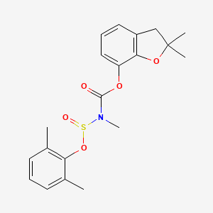 molecular formula C20H23NO5S B15212134 Carbamic acid, [(2,6-dimethylphenoxy)sulfinyl]methyl-, 2,3-dihydro-2,2-dimethyl-7-benzofuranyl ester 