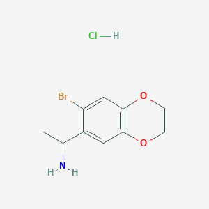 molecular formula C10H13BrClNO2 B1521215 1-(7-Bromo-2,3-dihydro-1,4-benzodioxin-6-yl)ethan-1-amine hydrochloride CAS No. 1193388-69-0
