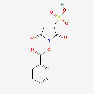 molecular formula C11H9NO7S B15212202 1-(Benzoyloxy)-2,5-dioxopyrrolidine-3-sulfonic acid 