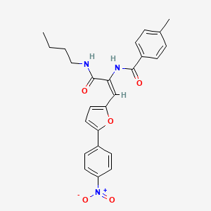 molecular formula C25H25N3O5 B15212309 N-{1-Butylcarbamoyl-2-[5-(4-nitrophenyl)furan-2-yl]vinyl}-4-methylbenzamide 
