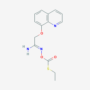 molecular formula C14H15N3O3S B15212336 N-(((Ethylthio)carbonyl)oxy)-2-(quinolin-8-yloxy)acetimidamide 