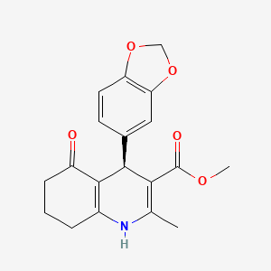 molecular formula C19H19NO5 B15212349 (R)-Methyl 4-(benzo[d][1,3]dioxol-5-yl)-2-methyl-5-oxo-1,4,5,6,7,8-hexahydroquinoline-3-carboxylate 