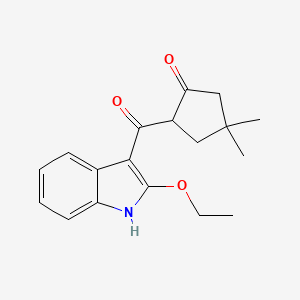 molecular formula C18H21NO3 B15212356 Cyclopentanone, 2-[(2-ethoxy-1H-indol-3-yl)carbonyl]-4,4-dimethyl- CAS No. 61579-90-6