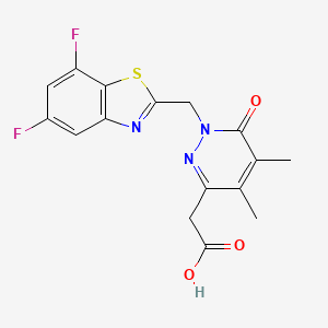 molecular formula C16H13F2N3O3S B15212576 2-(1-((5,7-Difluorobenzo[d]thiazol-2-yl)methyl)-4,5-dimethyl-6-oxo-1,6-dihydropyridazin-3-yl)acetic acid 
