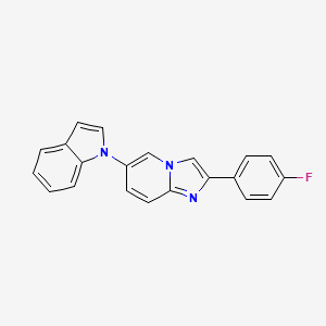 molecular formula C21H14FN3 B15212647 Imidazo[1,2-a]pyridine, 2-(4-fluorophenyl)-6-(1H-indol-1-yl)- CAS No. 573979-75-6