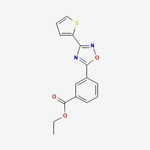 molecular formula C15H12N2O3S B15212718 Ethyl 3-(3-(thiophen-2-yl)-1,2,4-oxadiazol-5-yl)benzoate CAS No. 823195-12-6