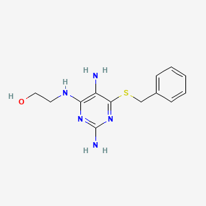 molecular formula C13H17N5OS B15212910 2-{[2,5-Diamino-6-(benzylsulfanyl)pyrimidin-4-yl]amino}ethanol CAS No. 2879-77-8