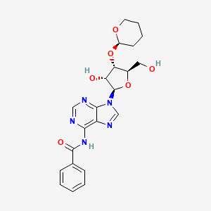 molecular formula C22H25N5O6 B15213238 N-(9-((2R,3R,4S,5R)-3-Hydroxy-5-(hydroxymethyl)-4-(((R)-tetrahydro-2H-pyran-2-yl)oxy)tetrahydrofuran-2-yl)-9H-purin-6-yl)benzamide 