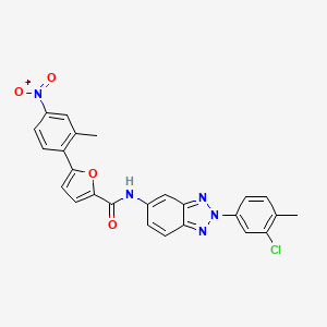 molecular formula C25H18ClN5O4 B15213336 N-(2-(3-Chloro-4-methylphenyl)-2H-benzo[d][1,2,3]triazol-5-yl)-5-(2-methyl-4-nitrophenyl)furan-2-carboxamide 