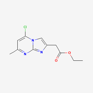 molecular formula C11H12ClN3O2 B15213351 Imidazo[1,2-a]pyrimidine-2-acetic acid, 5-chloro-7-methyl-, ethyl ester CAS No. 195072-95-8