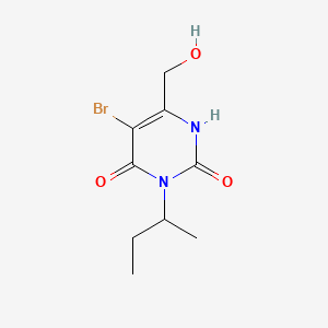 molecular formula C9H13BrN2O3 B15213442 Uracil, 5-bromo-3-sec-butyl-6-(hydroxymethyl)- CAS No. 22663-43-0