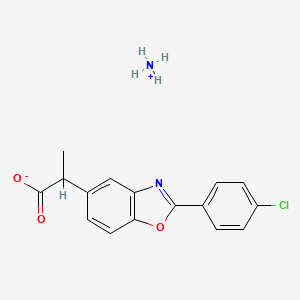 molecular formula C16H15ClN2O3 B15213522 Benoxaprofen ammonium CAS No. 70062-36-1