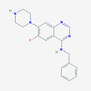 molecular formula C19H20FN5 B15213691 N-Benzyl-6-fluoro-7-(piperazin-1-yl)quinazolin-4-amine CAS No. 625080-59-3