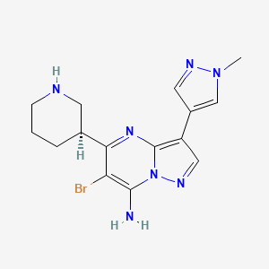 6-Bromo-3-(1-methyl-1H-pyrazol-4-yl)-5-((3S)-piperidin-3-yl)pyrazolo(1,5-a)pyrimidin-7-amine