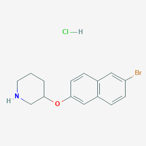 molecular formula C15H17BrClNO B1521417 3-[(6-Bromo-2-naphthyl)oxy]piperidine hydrochloride CAS No. 1185016-11-8