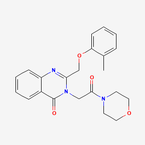 molecular formula C22H23N3O4 B15214197 Morpholine, 4-((2-((2-methylphenoxy)methyl)-4-oxo-3(4H)-quinazolinyl)acetyl)- CAS No. 85063-18-9
