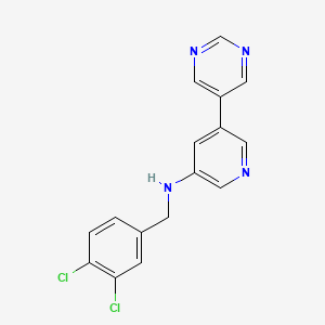molecular formula C16H12Cl2N4 B15214305 N-[(3,4-Dichlorophenyl)methyl]-5-(pyrimidin-5-yl)pyridin-3-amine CAS No. 920527-81-7