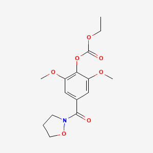 molecular formula C15H19NO7 B15214527 Carbonic acid, ethyl 4-(2-isoxazolidinylcarbonyl)-2,6-dimethoxyphenyl ester CAS No. 50916-07-9