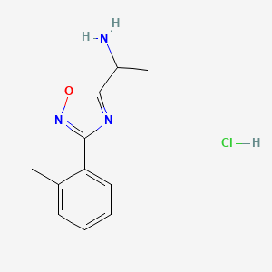 molecular formula C11H14ClN3O B1521471 1-(3-o-Tolyl-[1,2,4]oxadiazol-5-yl)-ethylamine hydrochloride CAS No. 1185294-67-0