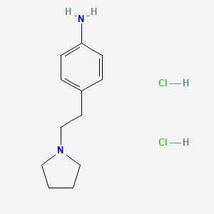 molecular formula C12H20Cl2N2 B1521472 4-(2-Pyrrolidin-1-yl-ethyl)-phenylamine dihydrochloride CAS No. 1185304-83-9