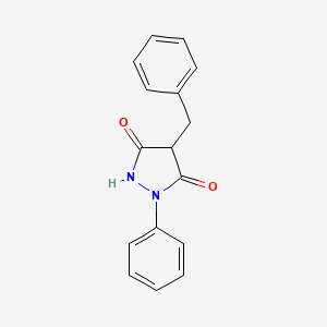 molecular formula C16H14N2O2 B15215142 4-Benzyl-1-phenyl-3,5-pyrazolidinedione CAS No. 54505-60-1