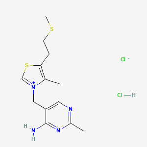 molecular formula C13H20Cl2N4S2 B15215293 Thiazolium, 3-((4-amino-2-methyl-5-pyrimidinyl)methyl)-4-methyl-5-(2-(methylthio)ethyl)-, chloride, monohydrochloride CAS No. 33071-34-0