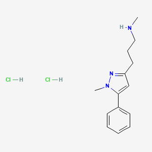 molecular formula C14H21Cl2N3 B1521532 methyl[3-(1-methyl-5-phenyl-1H-pyrazol-3-yl)propyl]amine dihydrochloride CAS No. 1193390-34-9