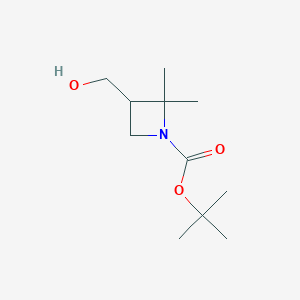 molecular formula C11H21NO3 B15215461 tert-Butyl 3-(hydroxymethyl)-2,2-dimethylazetidine-1-carboxylate 