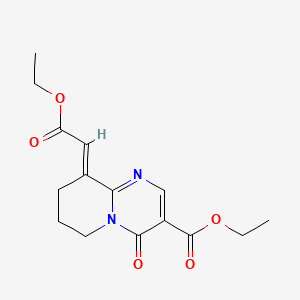 molecular formula C15H18N2O5 B15215519 Ethyl 9-(2-ethoxy-2-oxoethylidene)-4-oxo-6,7,8,9-tetrahydro-4H-pyrido[1,2-a]pyrimidine-3-carboxylate CAS No. 64405-49-8