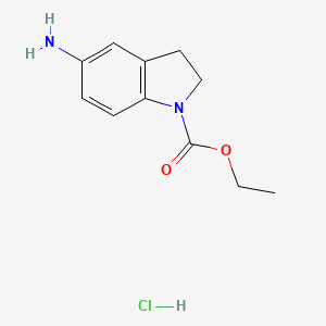 molecular formula C11H15ClN2O2 B1521552 ethyl 5-amino-2,3-dihydro-1H-indole-1-carboxylate hydrochloride CAS No. 1193390-54-3