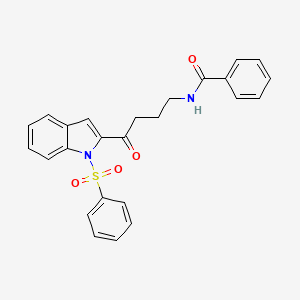 molecular formula C25H22N2O4S B15215625 N-{4-[1-(Benzenesulfonyl)-1H-indol-2-yl]-4-oxobutyl}benzamide CAS No. 112565-40-9