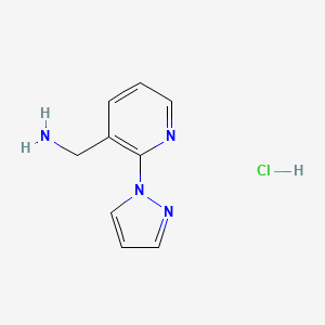 molecular formula C9H11ClN4 B1521568 [2-(1H-pyrazol-1-yl)pyridin-3-yl]methanamine hydrochloride CAS No. 1197871-01-4