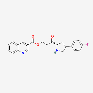 molecular formula C23H21FN2O3 B15215880 3-((2S)-4-(4-Fluorophenyl)pyrrolidin-2-yl)-3-oxopropyl quinoline-3-carboxylate 