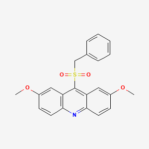 molecular formula C22H19NO4S B15215933 Acridine, 2,7-dimethoxy-9-[(phenylmethyl)sulfonyl]- CAS No. 827303-21-9