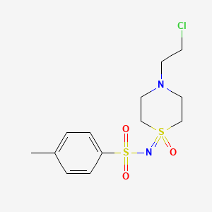 molecular formula C13H19ClN2O3S2 B15216021 N-(4-(2-Chloroethyl)-1-oxido-1l6-thiomorpholin-1-ylidene)-4-methylbenzenesulfonamide 