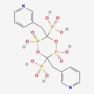 molecular formula C14H18N2O12P4 B15216176 Risedronate cyclic dimer 