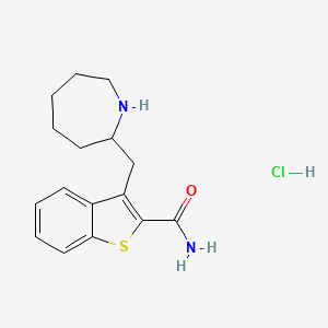 molecular formula C16H21ClN2OS B1521639 3-Azepan-2-ylmethyl-benzo[b]thiophene-2-carboxylic acid amide hydrochloride CAS No. 1185299-84-6