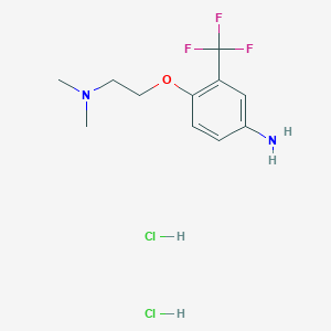 molecular formula C11H17Cl2F3N2O B1521648 N-{2-[4-Amino-2-(trifluoromethyl)phenoxy]ethyl}-N,N-dimethylamine dihydrochloride CAS No. 1185300-44-0
